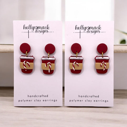 Candy Cane Coffee Earrings