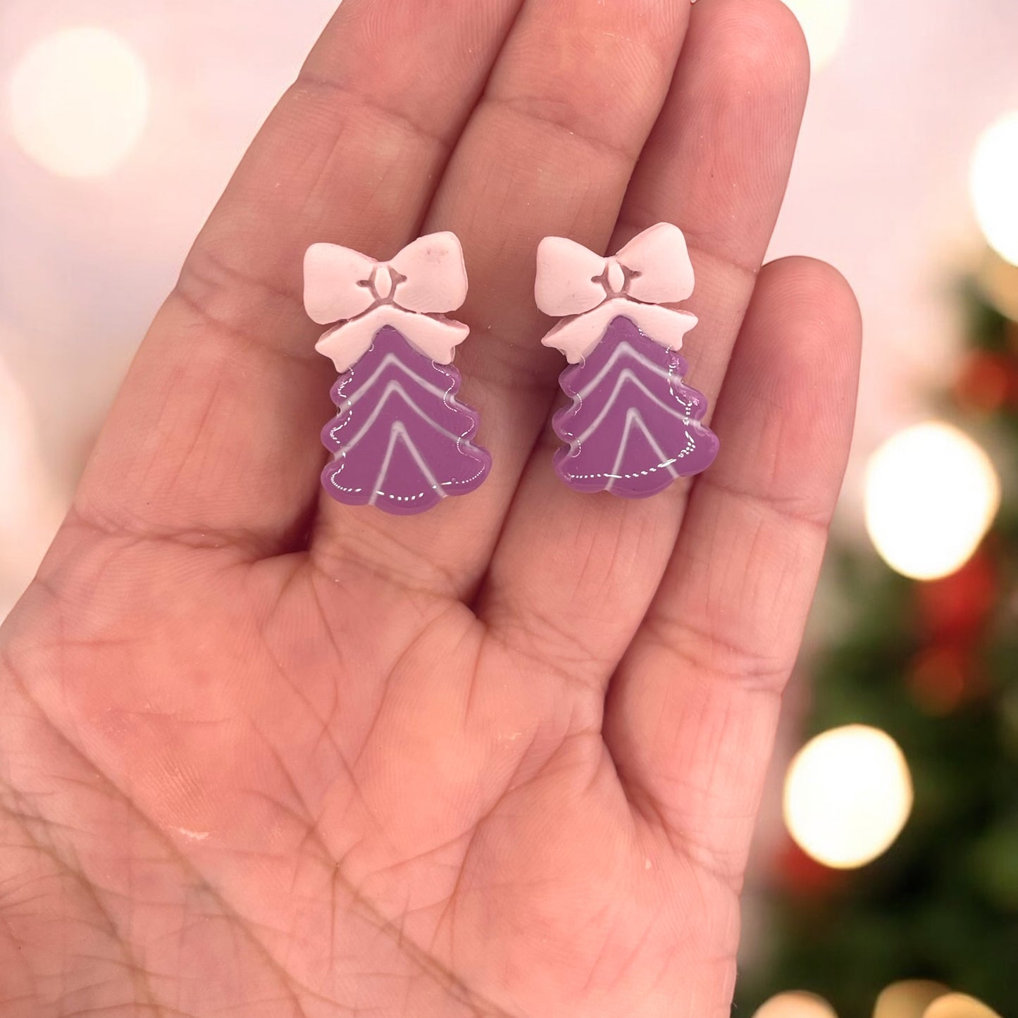 Christmas Tree Bow Stud Earrings