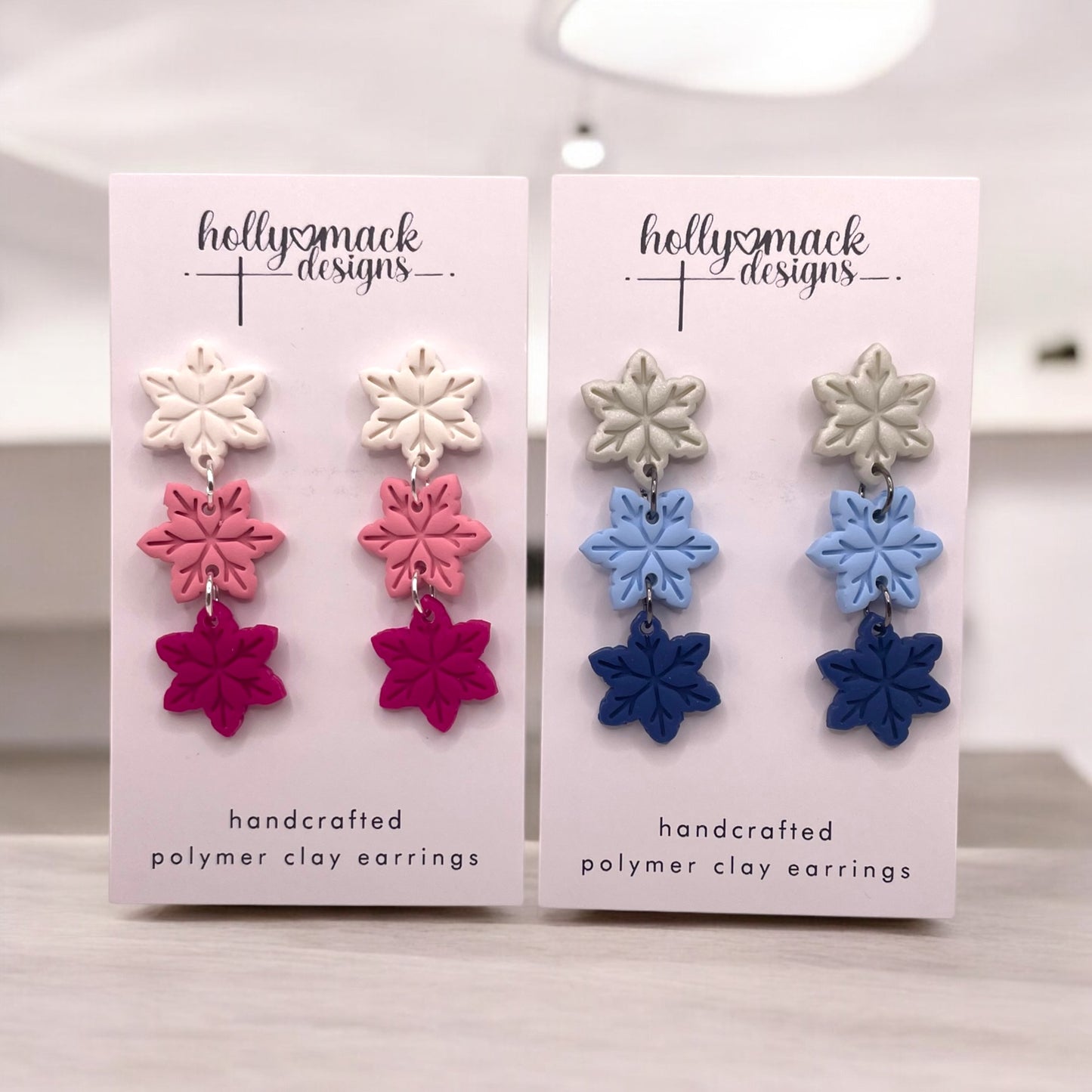 3-Tiered Snowflake Dangle Earrings