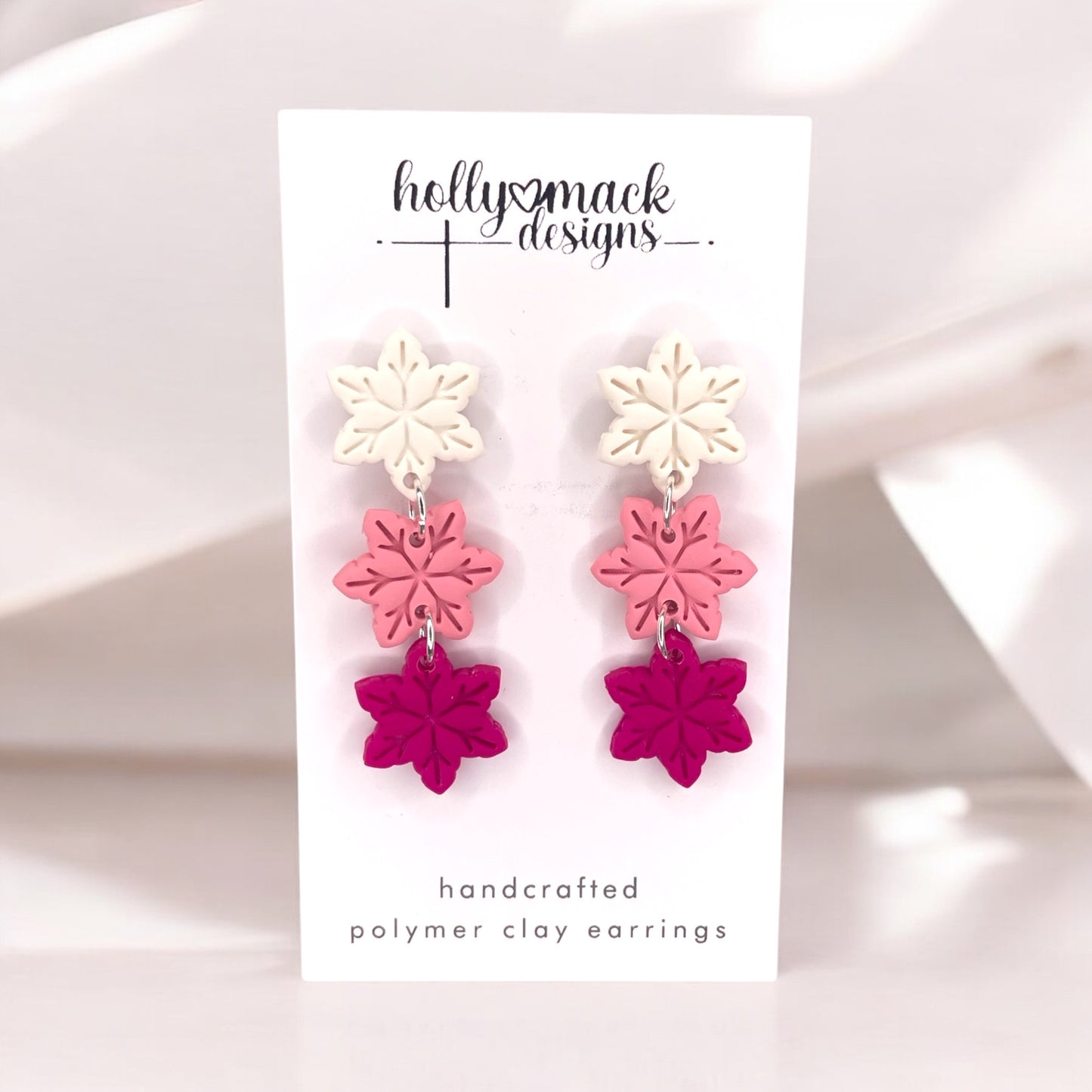 3-Tiered Snowflake Dangle Earrings