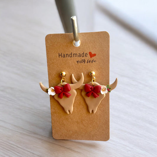 Christmas Longhorn Earrings